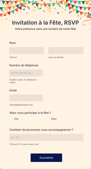 Formulaire D'invitation à Une Fête RSVP Form Template