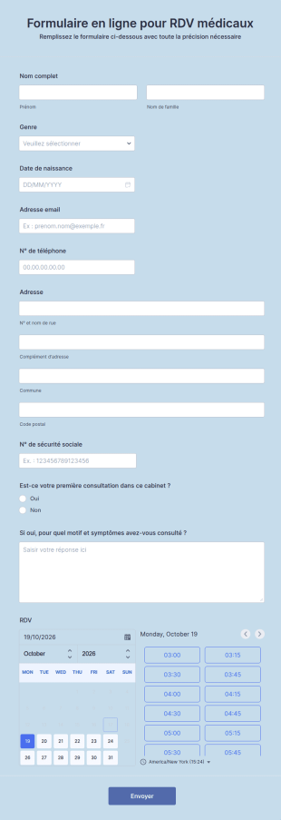 Formulaire En Ligne Pour RDV Médicaux