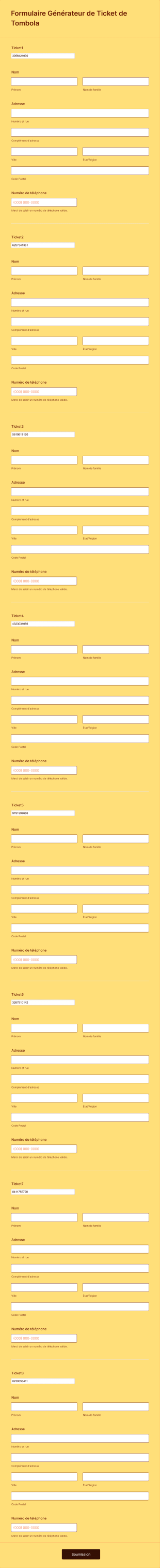 Formulaire Générateur De Ticket De Tombola Gratuit Form Template