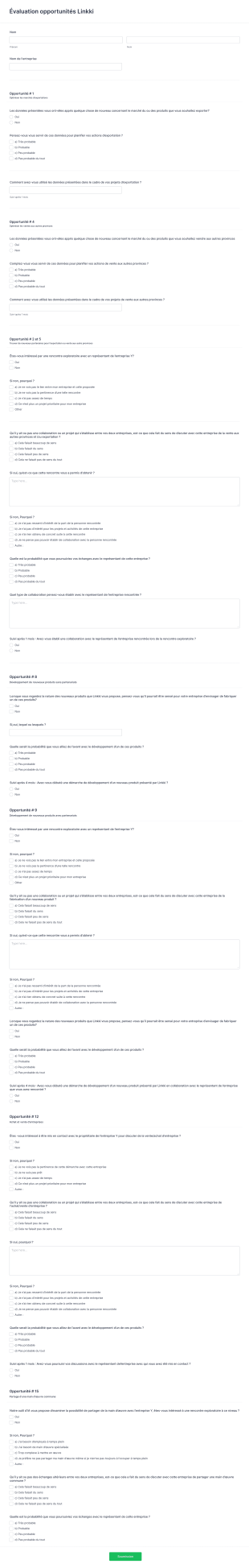 Formulaire Intelligence D'affaires