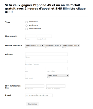 Formulaire Jeu Concours Téléphonie Form Template