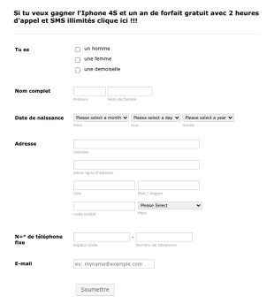 Formulaire Jeu Concours Téléphonie