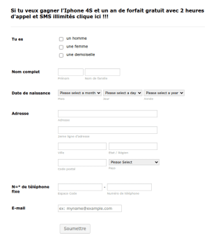 Formulaire Jeu Concours Téléphonie