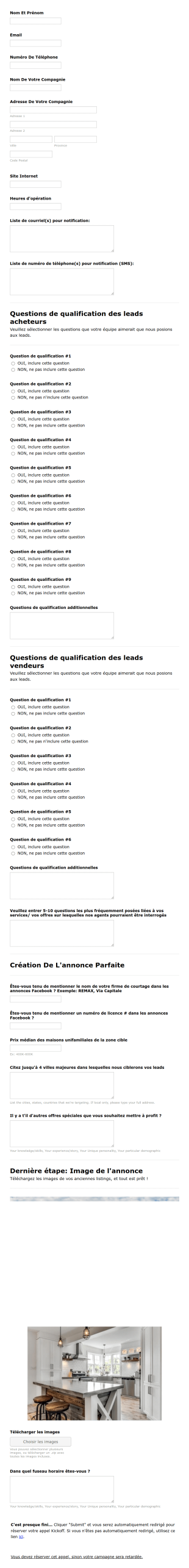 Formulaire Kickoff Pour Création De Publicités