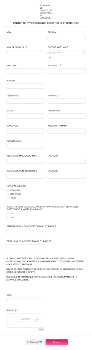 Formulaire Patientes Form Template