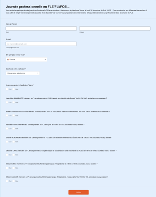 Formulaire Pour La Journée Professionnelle FLE Form Template