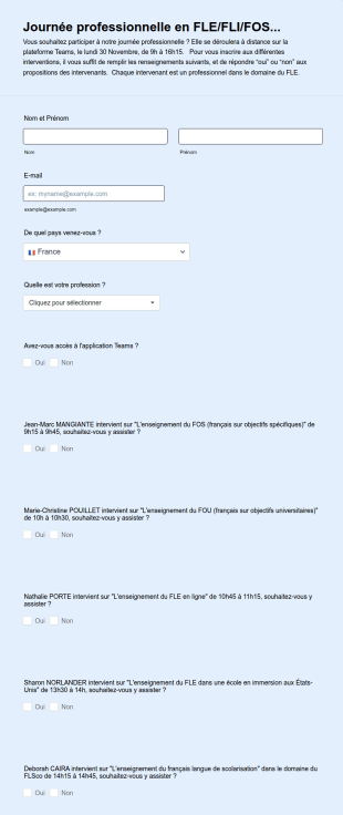 Formulaire Pour La Journée Professionnelle FLE