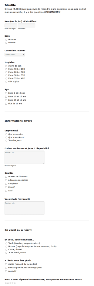 Formulaire Pour Team Brawl Stars