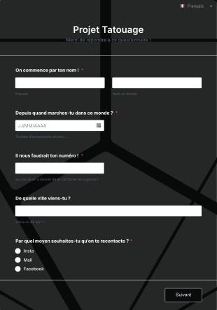 Formulaire Projet Tatouage Form Template