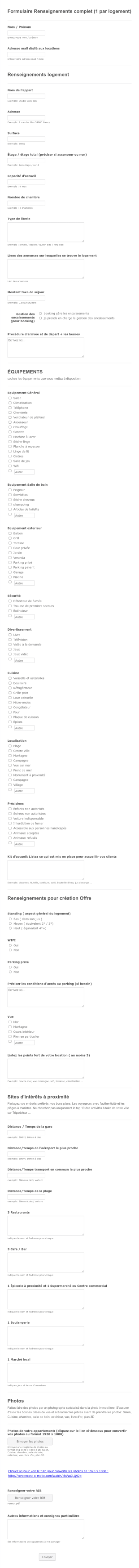 Formulaire Renseignements Logement Formule Commercialisation Form Template
