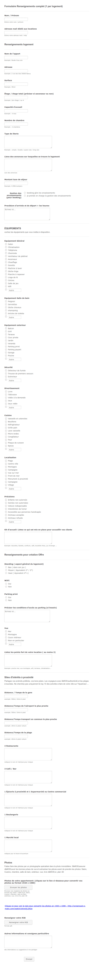 Formulaire Renseignements Logement Formule Commercialisation