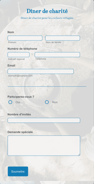 Formulaire RSVP Pour Dîner à But Non Lucratif Form Template