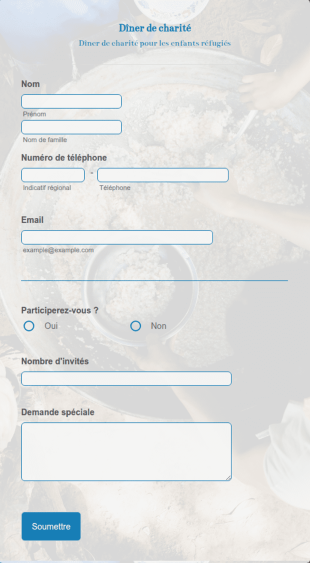 Formulaire RSVP Pour Dîner à But Non Lucratif