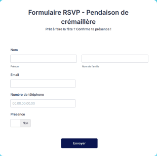 Formulaire RSVP Pour Pendaison De Crémaillère