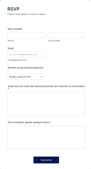 Formulaire RSVP Form Template