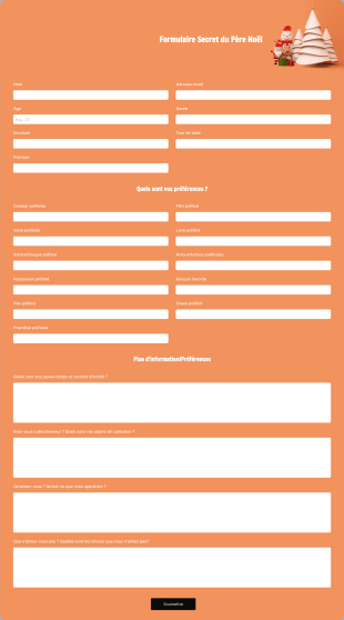 Formulaire Secret Du Père Noël Form Template