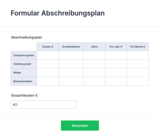 Formular Abschreibungsplan