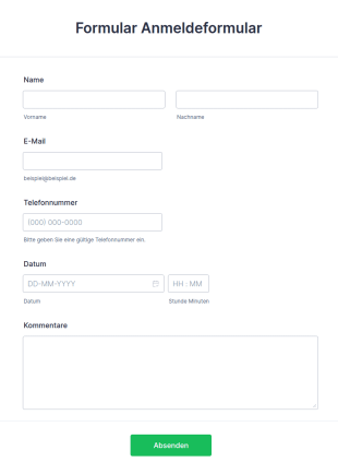 Formular Anmeldeformular