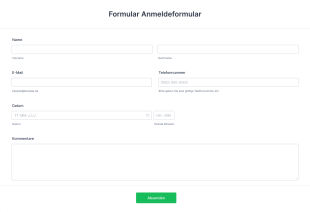 Formular Anmeldeformular Form Template