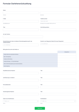 Formular Darlehensrückzahlung Form Template