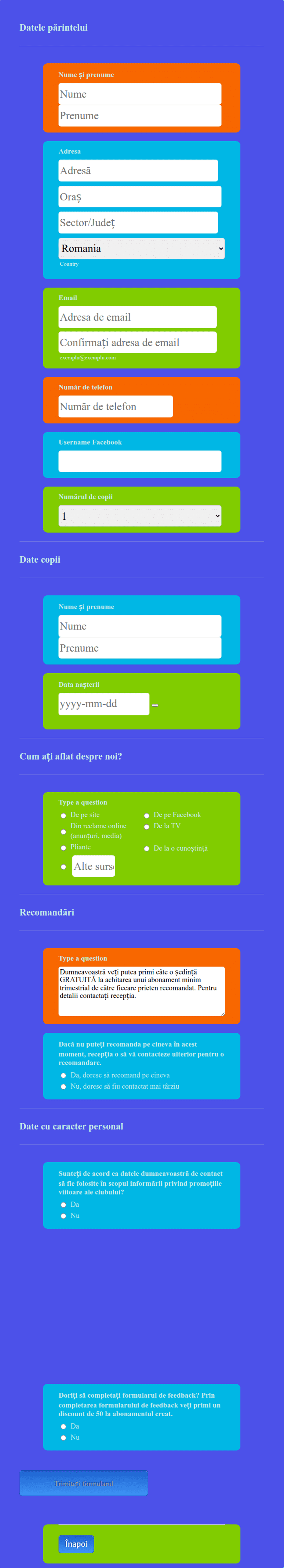 Formular de informații | Jotform