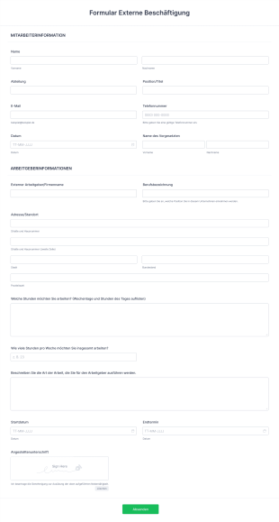 Formular Externe Beschäftigung