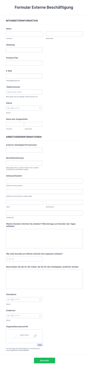 Formular Externe Beschäftigung
