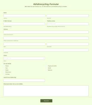 Formular Für Abfallrecycling Form Template