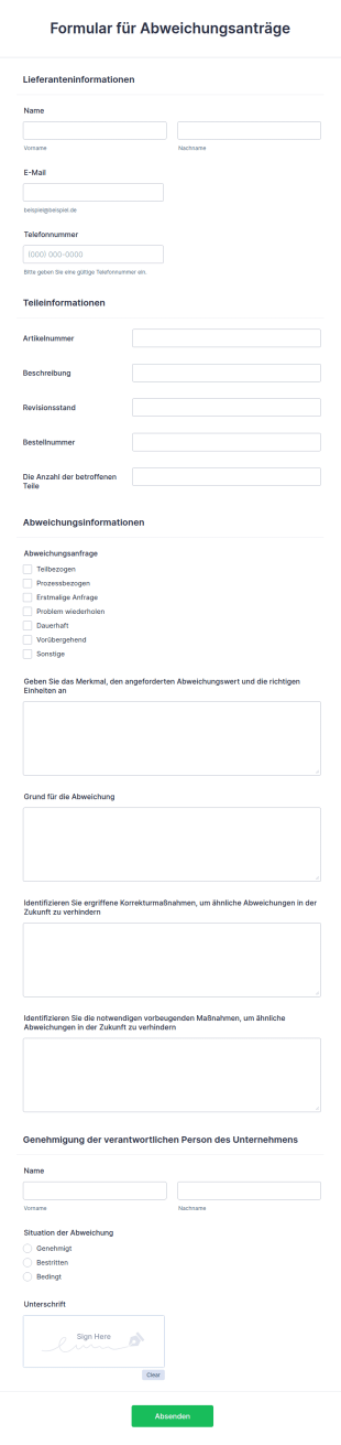 Formular Für Abweichungsanträge