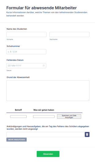 Formular Für Abwesende Mitarbeiter