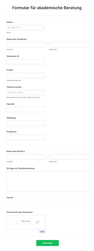 Formular Für Akademische Beratung