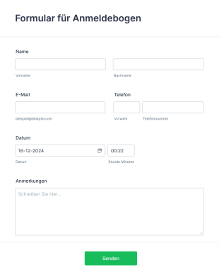 Formular Für Anmeldebogen