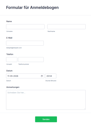 Formular Für Anmeldebogen