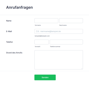 Formular Für Anrufanfragen Form Template