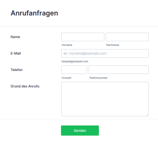 Formular Für Anrufanfragen