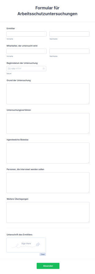Formular Für Arbeitsschutzuntersuchungen