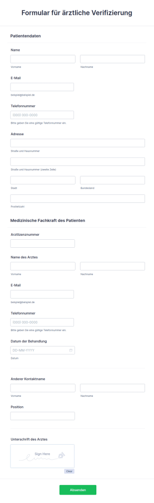 Formular Für ärztliche Verifizierung
