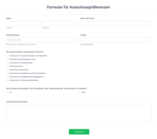 Formular Für Ausschusspräferenzen Form Template