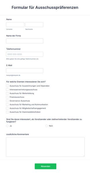 Formular Für Ausschusspräferenzen