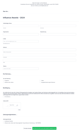 Formular Für Auszeichnungen Form Template