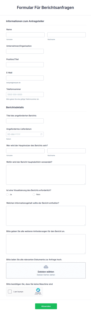Formular Für Berichtsanfragen