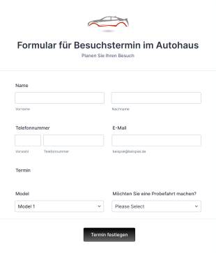 Formular Für Besuchstermin Im Autohaus Form Template