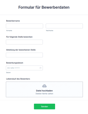 Formular Für Bewerberdaten