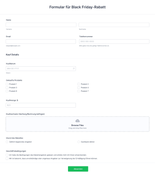 Formular Für Black Friday Rabatt Form Template
