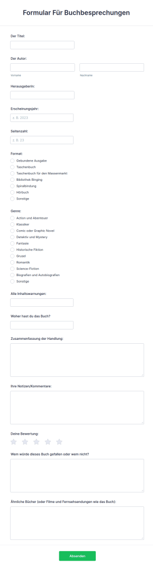 Formular Für Buchbesprechungen