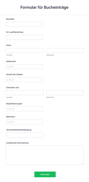 Formular Für Bucheinträge