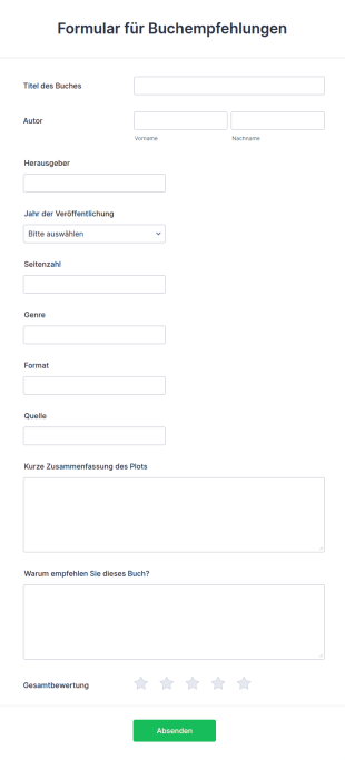 Formular Für Buchempfehlungen