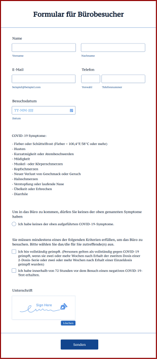 Formular Für Bürobesucher