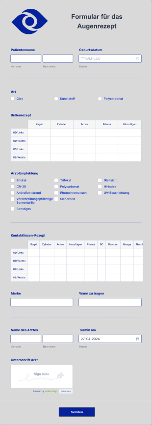 Formular Für Das Augenrezept Form Template