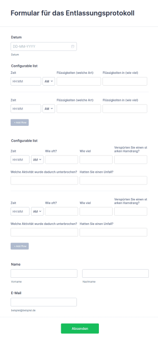 Formular Für Das Entlassungsprotokoll